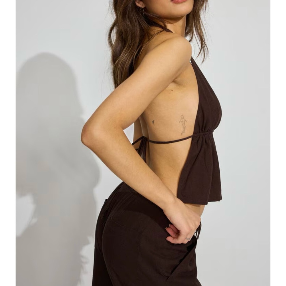 Garage Dark Brown Halter Top